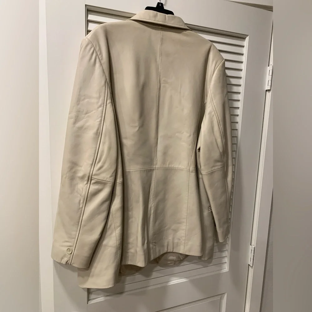 Nordstrom Womens Lamb Skin Leather Cream Everyday Blazer 🌴 - Picture 2 of 16